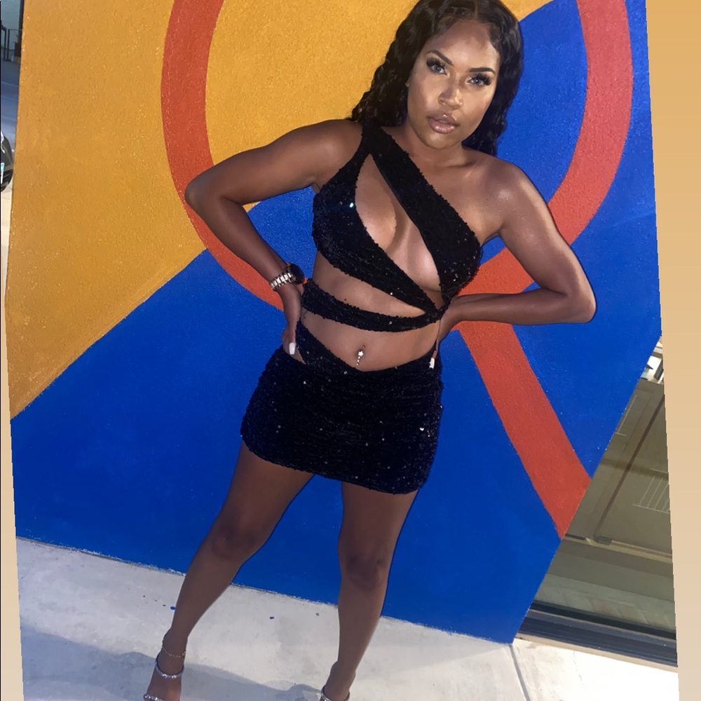 Black sequin 2 piece dress